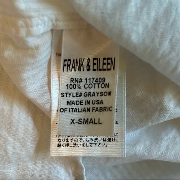 Frank & Eileen The Grayson white button up shirt white tonal stripe sz xs - Picture 7 of 8